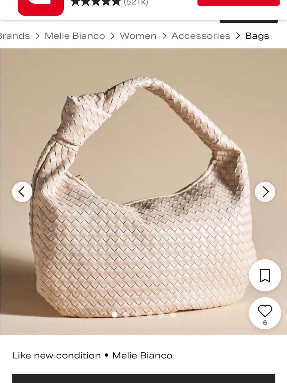 Melie Biianco Cream Woven Knotted Shoulder Hobo